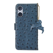For Sony Xperia 5 V Ostrich Pattern Genuine Leather RFID Phone Case(Blue)