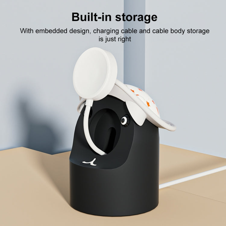 For Apple Watch Series Hat Bear Shaped Silicone Charging Base(Black)