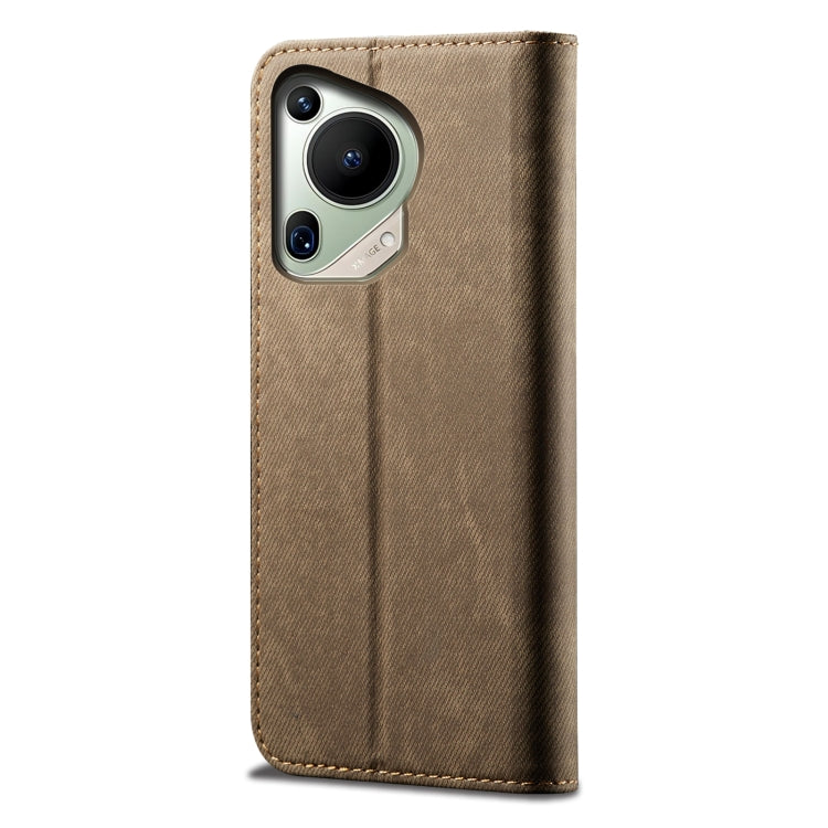 For Huawei Pura 70 Ultra Denim Texture Leather Phone Case(Khaki)