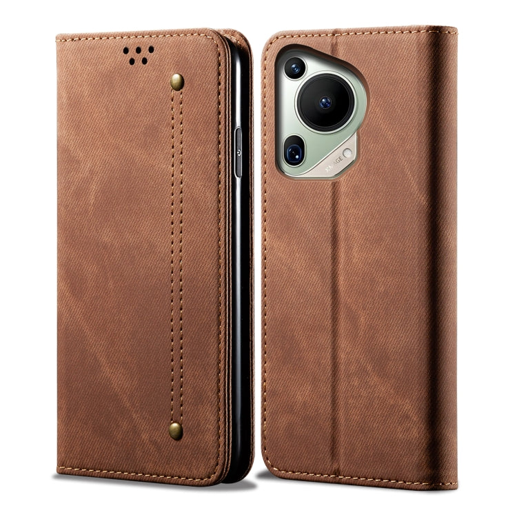 For Huawei Pura 70 Ultra Denim Texture Leather Phone Case(Brown)