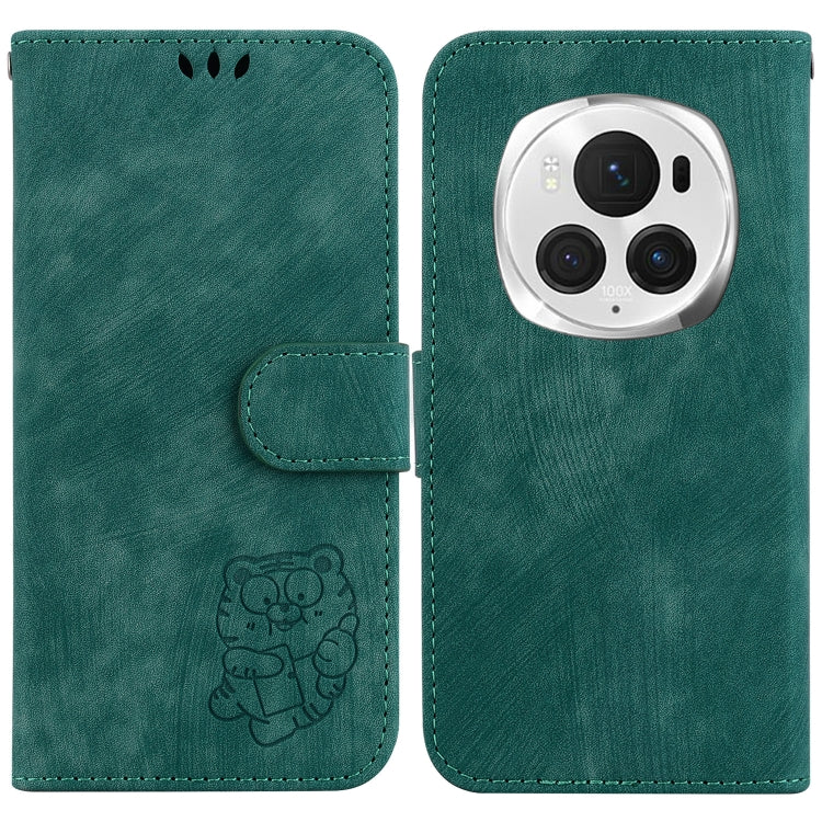 For Honor Magic6 Pro Little Tiger Embossed Leather Phone Case(Green)