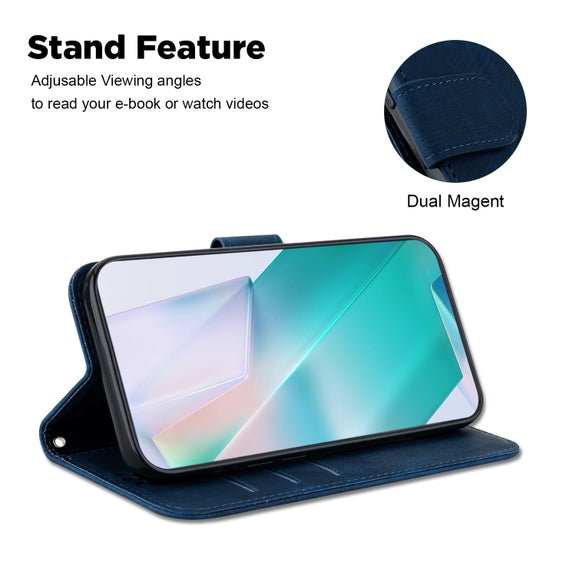 For Honor Magic6 Pro Little Tiger Embossed Leather Phone Case(Dark Blue)