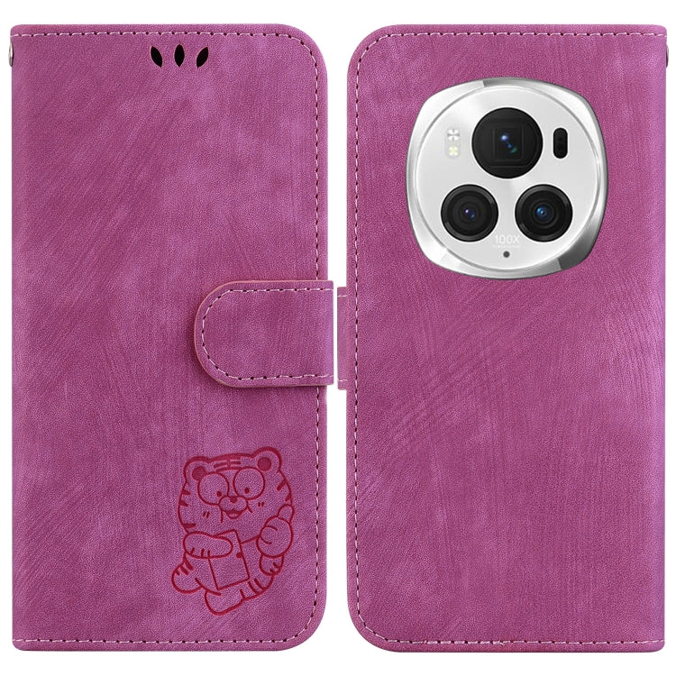 For Honor Magic6 Pro Little Tiger Embossed Leather Phone Case(Rose Red)