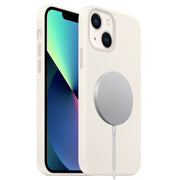 For iPhone 13 mini Liquid Silicone Full Coverage MagSafe Phone Case(White)