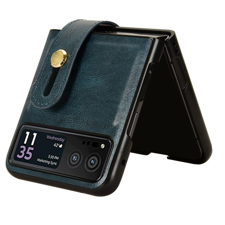 For Motorola Razr 40 Wristband Leather Back Phone Case(Blue)
