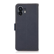 For Nothing Phone 2 KHAZNEH Side-Magnetic Litchi Genuine Leather RFID Phone Case(Blue)