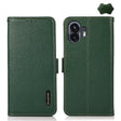 For Nothing Phone 2 KHAZNEH Side-Magnetic Litchi Genuine Leather RFID Phone Case(Green) - More Brand by PMC TechLife | Online Shopping South Africa | PMC TechLife | Buy Now Pay Later Mobicred
