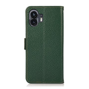 For Nothing Phone 2 KHAZNEH Side-Magnetic Litchi Genuine Leather RFID Phone Case(Green)