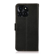 For Honor X6A KHAZNEH Side-Magnetic Litchi Genuine Leather RFID Phone Case(Black)