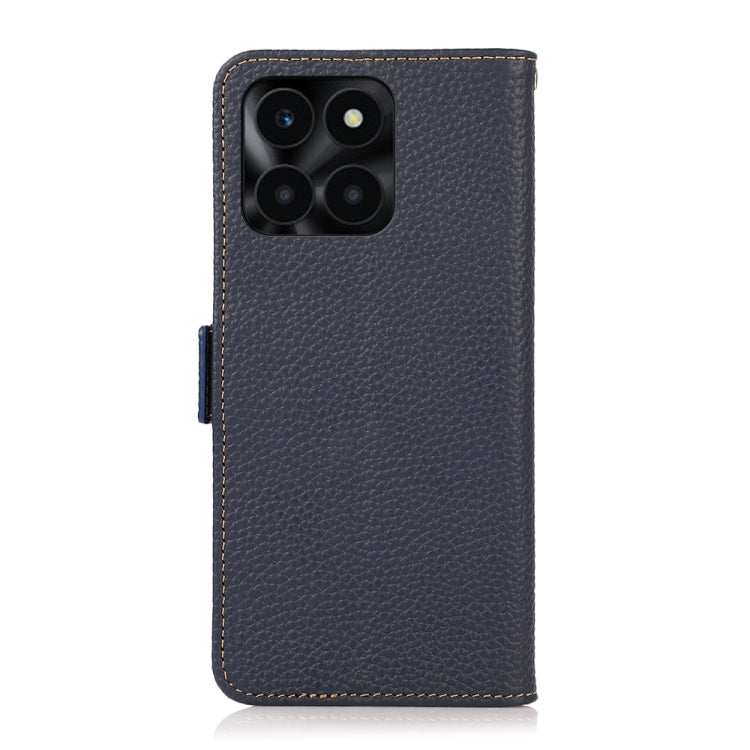 For Honor X6A KHAZNEH Side-Magnetic Litchi Genuine Leather RFID Phone Case(Blue)
