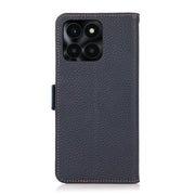 For Honor X6A KHAZNEH Side-Magnetic Litchi Genuine Leather RFID Phone Case(Blue)