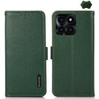 For Honor X6A KHAZNEH Side-Magnetic Litchi Genuine Leather RFID Phone Case(Green) - Honor Cases by PMC TechLife | Online Shopping South Africa | PMC TechLife | Buy Now Pay Later Mobicred