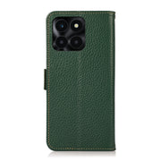 For Honor X6A KHAZNEH Side-Magnetic Litchi Genuine Leather RFID Phone Case(Green)