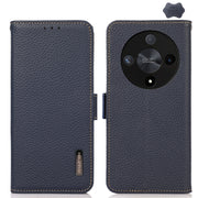 For Honor X9B KHAZNEH Side-Magnetic Litchi Genuine Leather RFID Phone Case(Blue)
