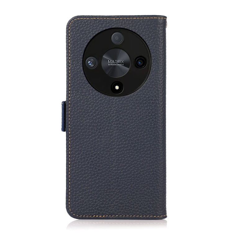 For Honor X9B KHAZNEH Side-Magnetic Litchi Genuine Leather RFID Phone Case(Blue)