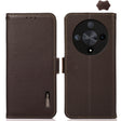 For Honor X9B KHAZNEH Side-Magnetic Litchi Genuine Leather RFID Phone Case(Brown) - Honor Cases by PMC TechLife | Online Shopping South Africa | PMC TechLife | Buy Now Pay Later Mobicred