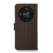 For Honor X9B KHAZNEH Side-Magnetic Litchi Genuine Leather RFID Phone Case(Brown)