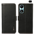 For Honor X5 Plus KHAZNEH Side-Magnetic Litchi Genuine Leather RFID Phone Case(Black) - Honor Cases by PMC TechLife | Online Shopping South Africa | PMC TechLife | Buy Now Pay Later Mobicred