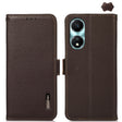 For Honor X5 Plus KHAZNEH Side-Magnetic Litchi Genuine Leather RFID Phone Case(Brown) - Honor Cases by PMC TechLife | Online Shopping South Africa | PMC TechLife | Buy Now Pay Later Mobicred