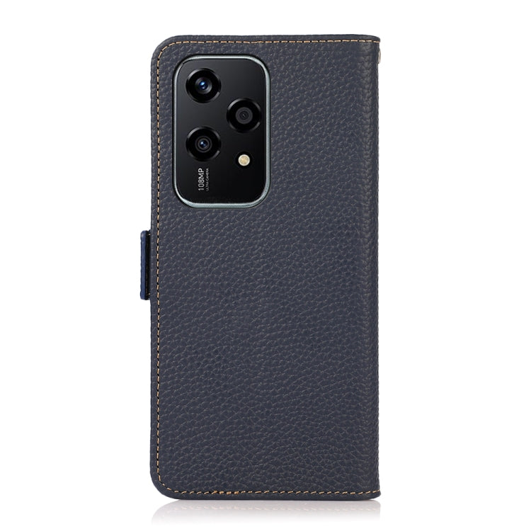 For Honor 200 Lite Global KHAZNEH Side-Magnetic Litchi Genuine Leather RFID Phone Case(Blue)