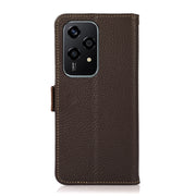 For Honor 200 Lite Global KHAZNEH Side-Magnetic Litchi Genuine Leather RFID Phone Case(Brown)