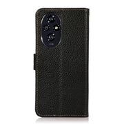 For Honor 200 Pro KHAZNEH Side-Magnetic Litchi Genuine Leather RFID Phone Case(Black)