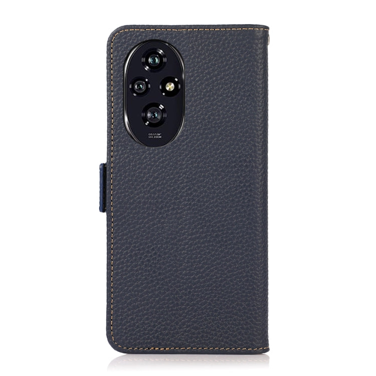 For Honor 200 Pro KHAZNEH Side-Magnetic Litchi Genuine Leather RFID Phone Case(Blue)