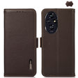 For Honor 200 Pro KHAZNEH Side-Magnetic Litchi Genuine Leather RFID Phone Case(Brown) - Honor Cases by PMC TechLife | Online Shopping South Africa | PMC TechLife | Buy Now Pay Later Mobicred