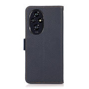 For Honor 200 KHAZNEH Side-Magnetic Litchi Genuine Leather RFID Phone Case(Blue)