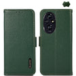 For Honor 200 KHAZNEH Side-Magnetic Litchi Genuine Leather RFID Phone Case(Green) - Honor Cases by PMC TechLife | Online Shopping South Africa | PMC TechLife | Buy Now Pay Later Mobicred