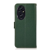 For Honor 200 KHAZNEH Side-Magnetic Litchi Genuine Leather RFID Phone Case(Green)
