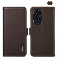 For Honor 200 KHAZNEH Side-Magnetic Litchi Genuine Leather RFID Phone Case(Brown) - Honor Cases by PMC TechLife | Online Shopping South Africa | PMC TechLife | Buy Now Pay Later Mobicred