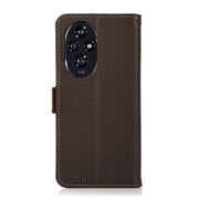 For Honor 200 KHAZNEH Side-Magnetic Litchi Genuine Leather RFID Phone Case(Brown)