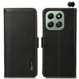 For Honor X6b KHAZNEH Side-Magnetic Litchi Genuine Leather RFID Phone Case(Black) - Honor Cases by PMC TechLife | Online Shopping South Africa | PMC TechLife | Buy Now Pay Later Mobicred