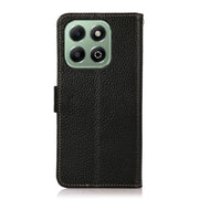 For Honor X6b KHAZNEH Side-Magnetic Litchi Genuine Leather RFID Phone Case(Black)