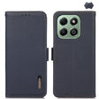For Honor X6b KHAZNEH Side-Magnetic Litchi Genuine Leather RFID Phone Case(Blue) - Honor Cases by PMC TechLife | Online Shopping South Africa | PMC TechLife | Buy Now Pay Later Mobicred