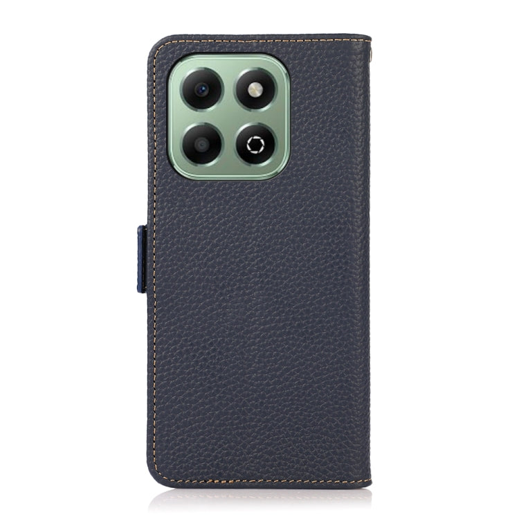 For Honor X6b KHAZNEH Side-Magnetic Litchi Genuine Leather RFID Phone Case(Blue)