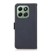For Honor X6b KHAZNEH Side-Magnetic Litchi Genuine Leather RFID Phone Case(Blue)