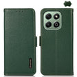 For Honor X6b KHAZNEH Side-Magnetic Litchi Genuine Leather RFID Phone Case(Green) - free shipping - PMC TechLife - Order now!