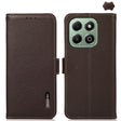 For Honor X6b KHAZNEH Side-Magnetic Litchi Genuine Leather RFID Phone Case(Brown) - Honor Cases by PMC TechLife | Online Shopping South Africa | PMC TechLife | Buy Now Pay Later Mobicred