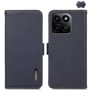 For Honor 200 Smart / Play 60 Plus KHAZNEH Side-Magnetic Litchi Genuine Leather RFID Phone Case(Blue)