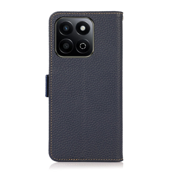 For Honor 200 Smart / Play 60 Plus KHAZNEH Side-Magnetic Litchi Genuine Leather RFID Phone Case(Blue)