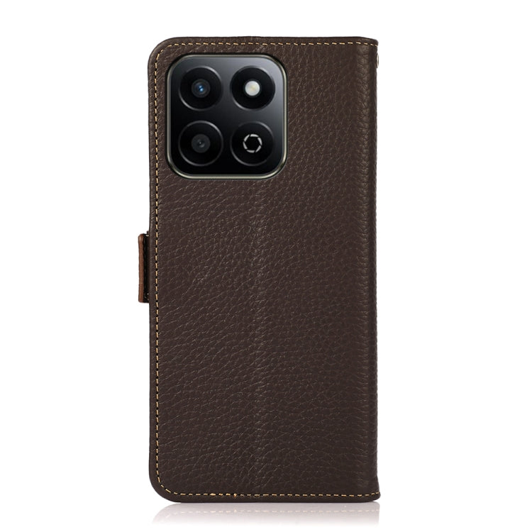 For Honor 200 Smart / Play 60 Plus KHAZNEH Side-Magnetic Litchi Genuine Leather RFID Phone Case(Brown)