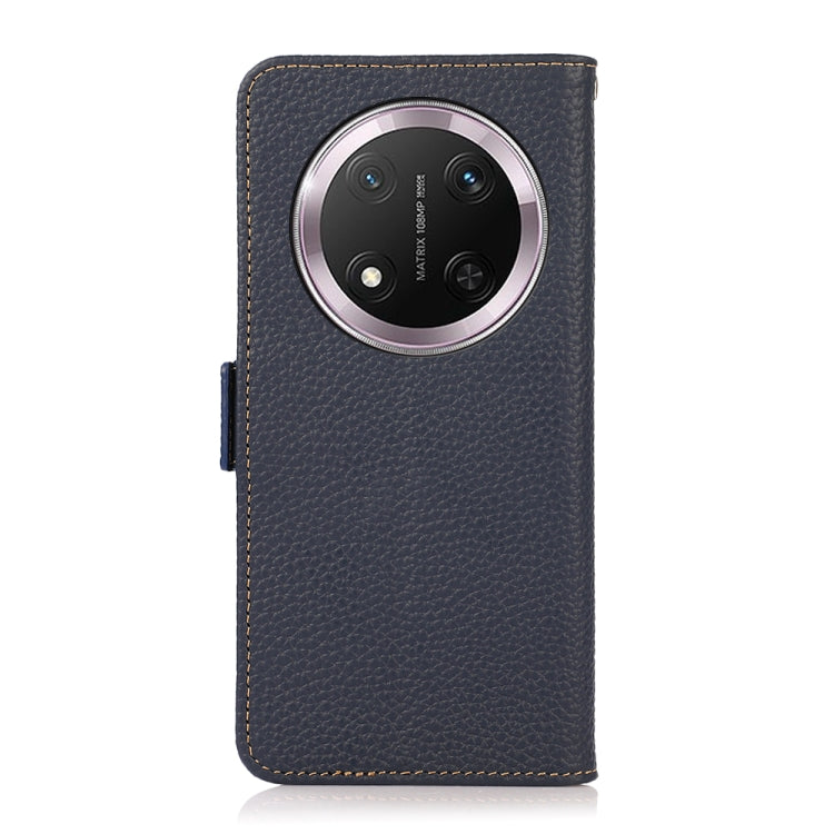 For Honor X9c KHAZNEH Side-Magnetic Litchi Genuine Leather RFID Phone Case(Blue)