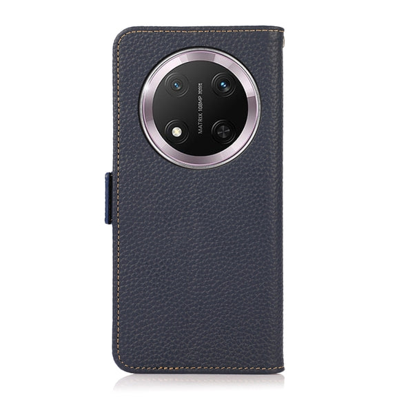 For Honor X9c KHAZNEH Side-Magnetic Litchi Genuine Leather RFID Phone Case(Blue)