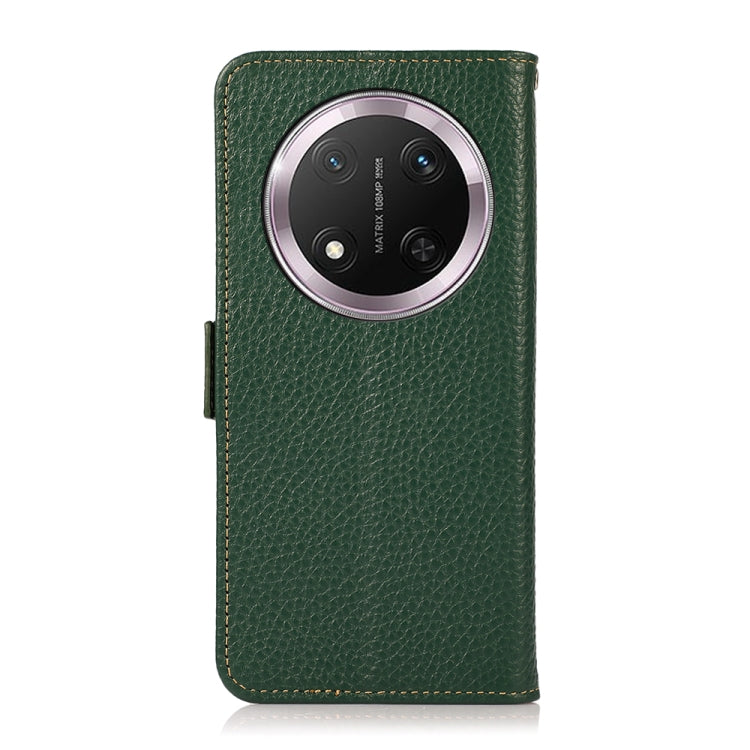 For Honor X9c KHAZNEH Side-Magnetic Litchi Genuine Leather RFID Phone Case(Green)