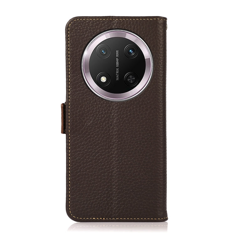 For Honor X9c KHAZNEH Side-Magnetic Litchi Genuine Leather RFID Phone Case(Brown)