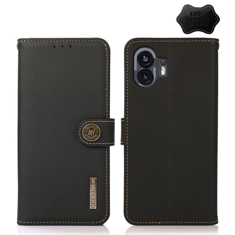 For Nothing Phone 2 KHAZNEH Custer Genuine Leather RFID Phone Case(Black)
