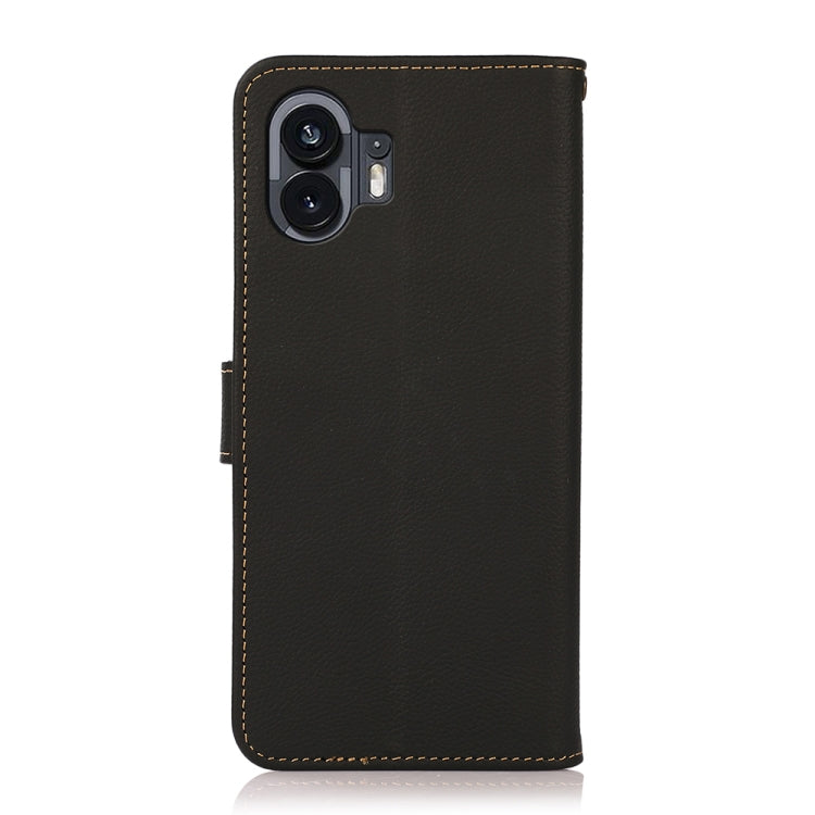 For Nothing Phone 2 KHAZNEH Custer Genuine Leather RFID Phone Case(Black)