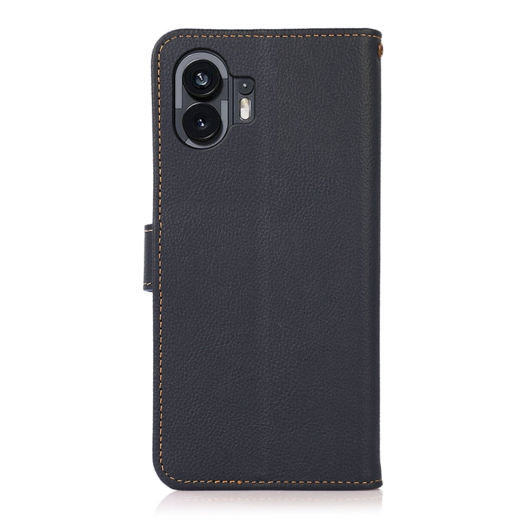 For Nothing Phone 2 KHAZNEH Custer Genuine Leather RFID Phone Case(Blue)